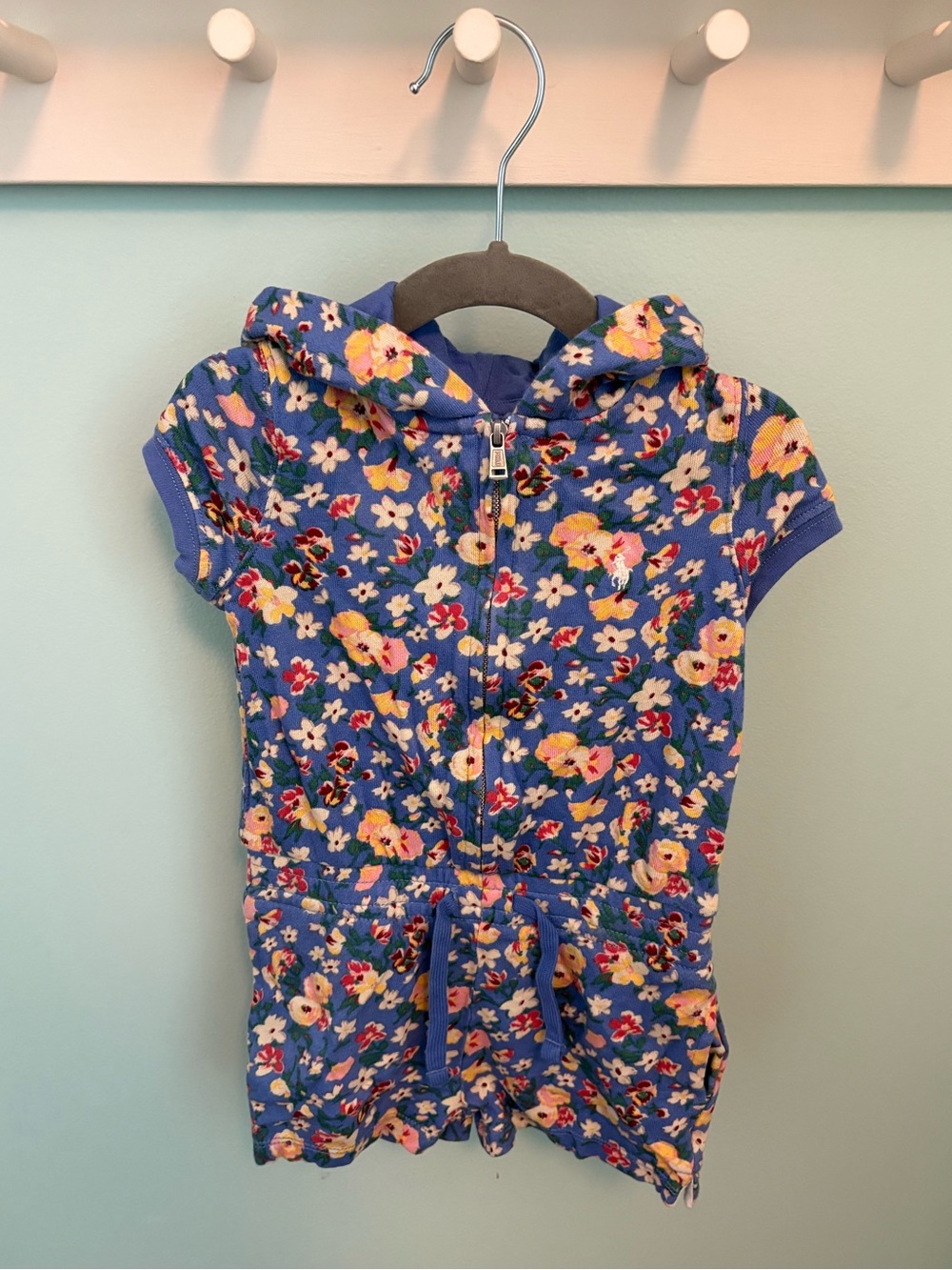 Polo Ralph Lauren Blue Floral Hooded Romper